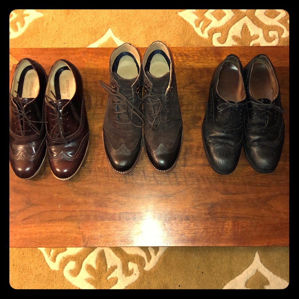 3 Pair Wingtip Oxford Brogues 8.5
